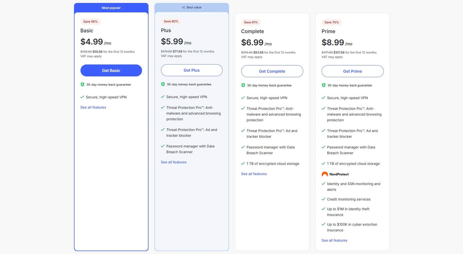 NordVPN prices and plans — Basic, Plus, Complete, Prime compared 2025